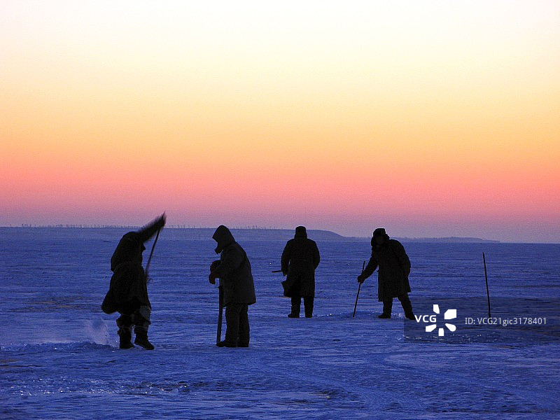 吉林省查干湖捕鱼图片素材