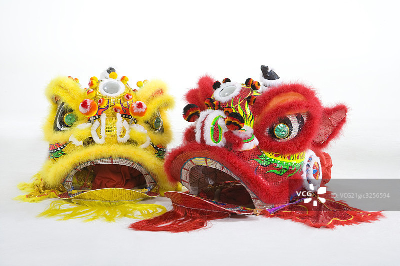一对醒狮头图片素材