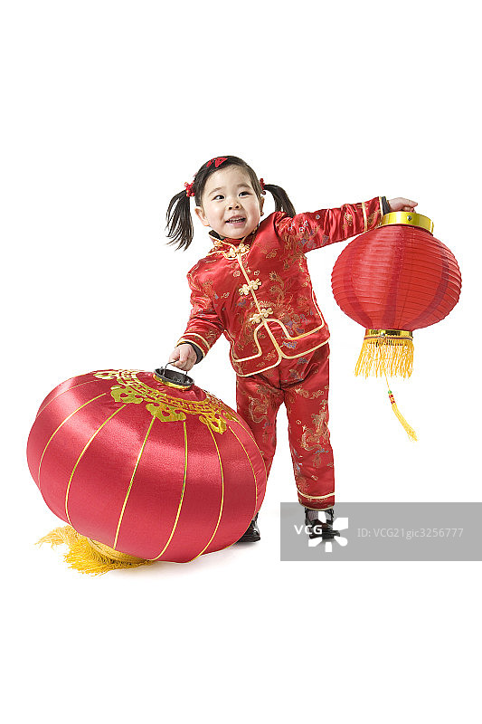 拿灯笼的小女孩图片素材