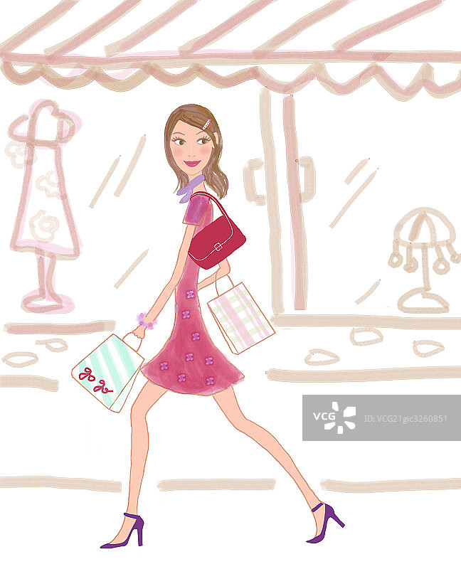 东方女人购物图片素材