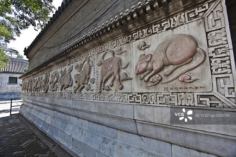 北京，白云观，十二生肖，墙壁图片素材