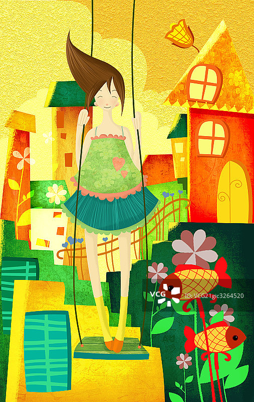 插画，美丽的女孩图片素材