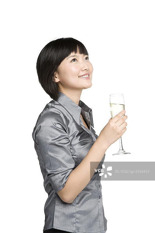 举杯思考的商务人士图片素材