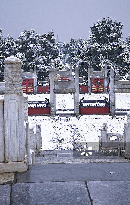 雪后天坛公园一隅图片素材