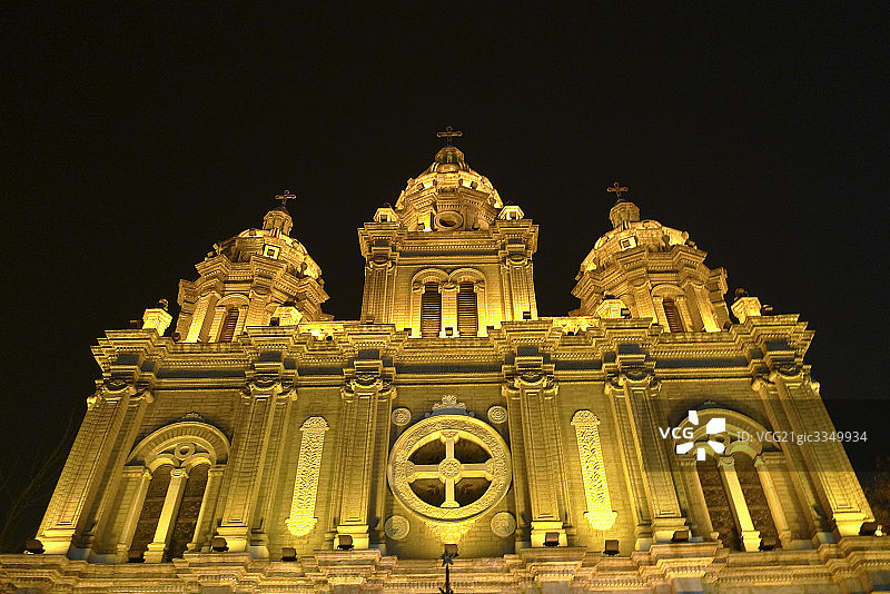 王府井教堂夜景图片素材