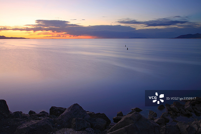 Sunset Over Great Salt Lake, Utah图片素材