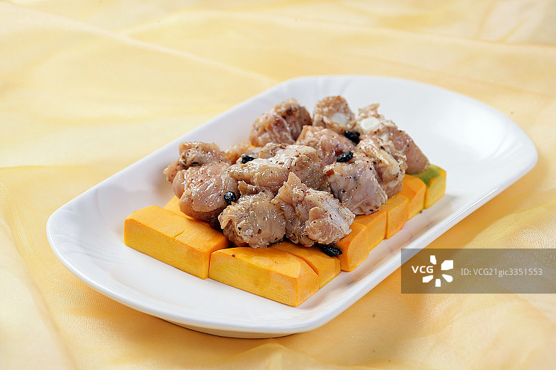 中国菜豉汁南瓜蒸排骨图片素材