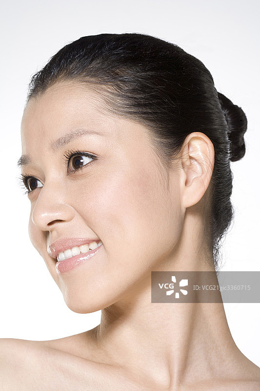女子三分二侧脸图片素材
