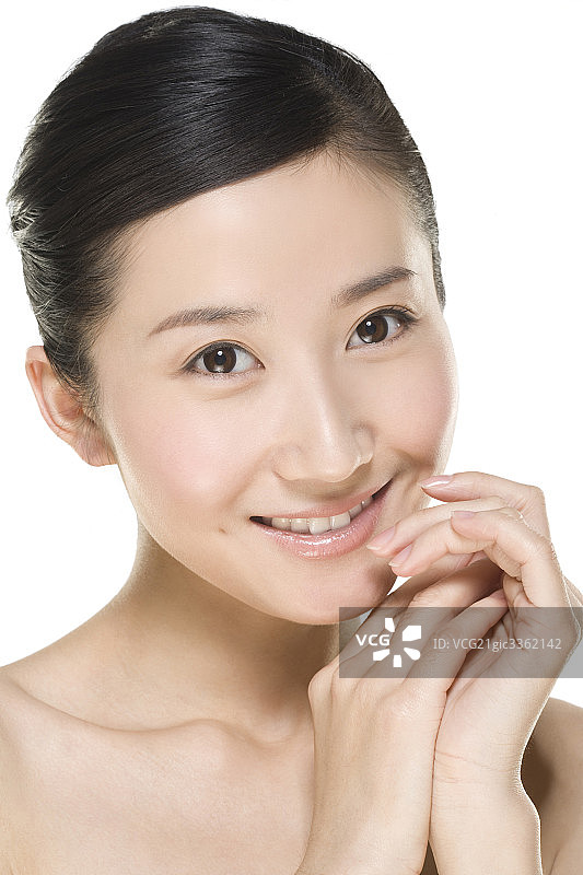 美丽年轻女子面部特写图片素材
