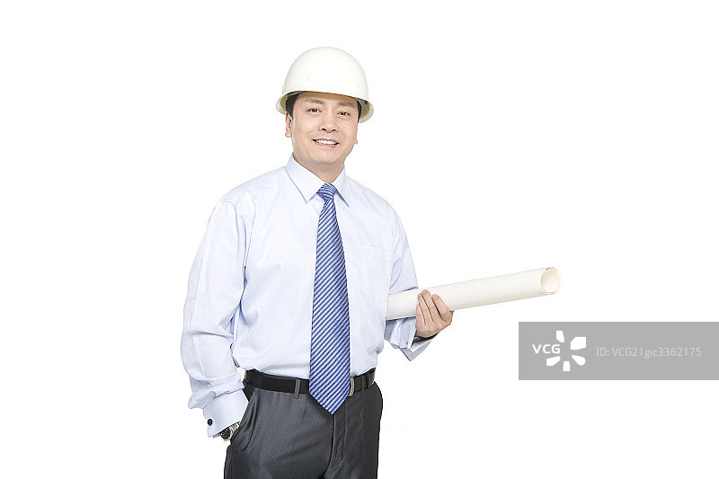 商务男士设计师手拿图纸图片素材