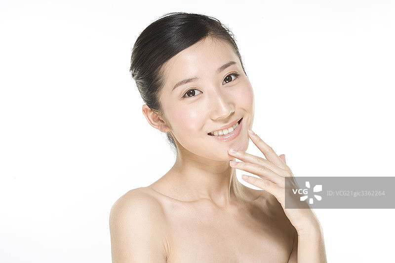 美丽年轻女子面部特写图片素材