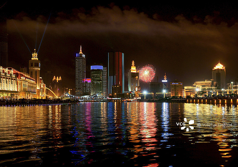 天津海河夜景图片素材