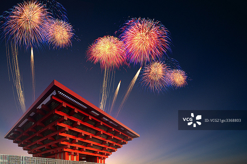 上海世博会建筑合成片图片素材