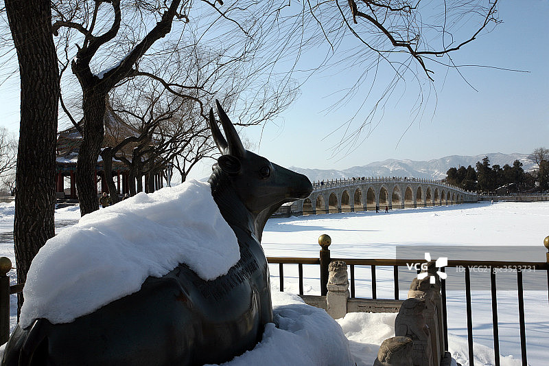 北京颐和园雪景图片素材