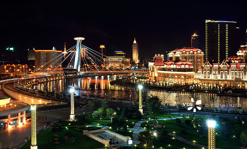 天津海河风光夜景图片素材