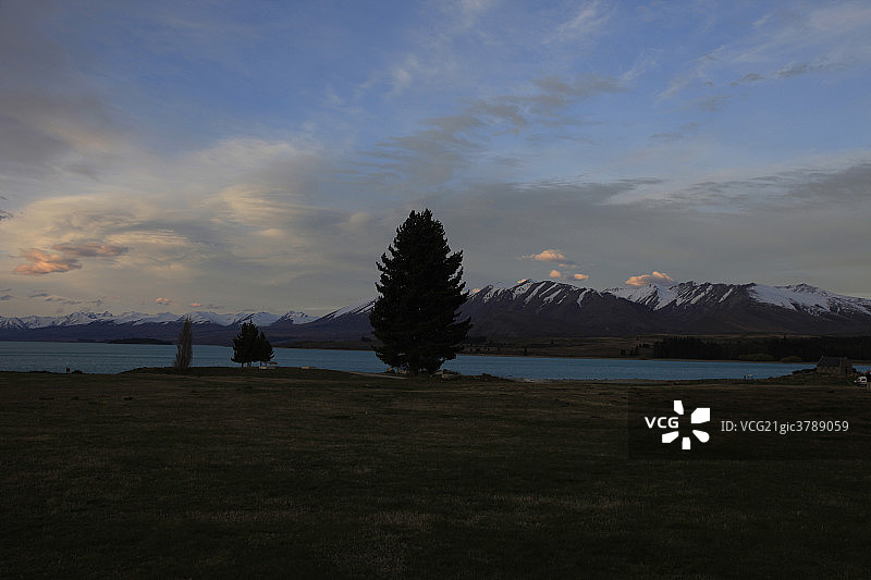 新西兰,雪山,湖图片素材