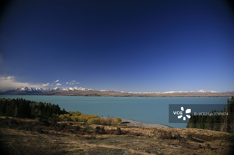 新西兰,雪山,湖岸图片素材