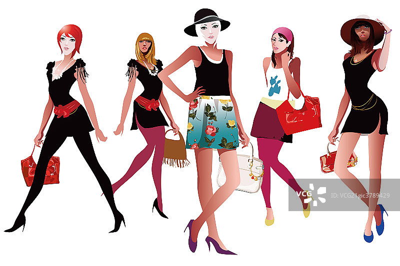 5个女人图片素材