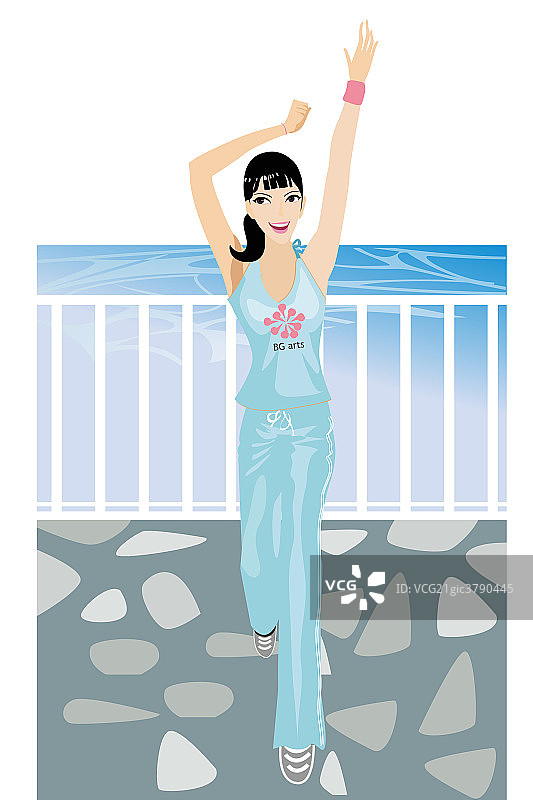 海边运动的女人图片素材