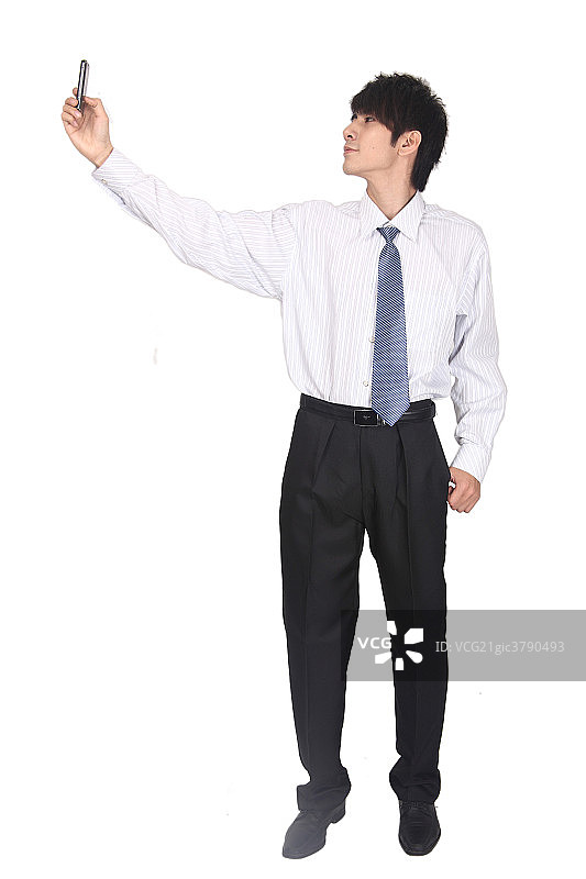 拿手机自拍的商务男士图片素材