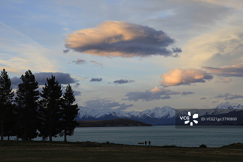 新西兰,雪山,湖图片素材