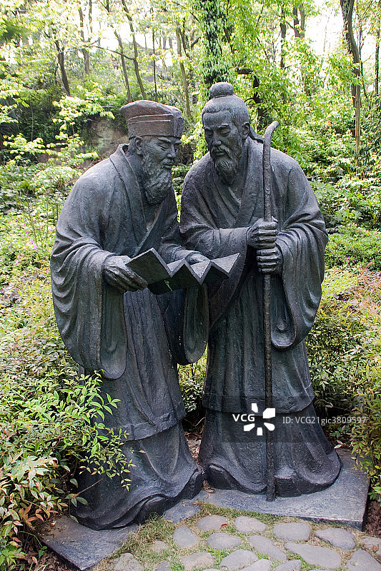 浙江省杭州万松书院北宋程颢,程颐图片素材