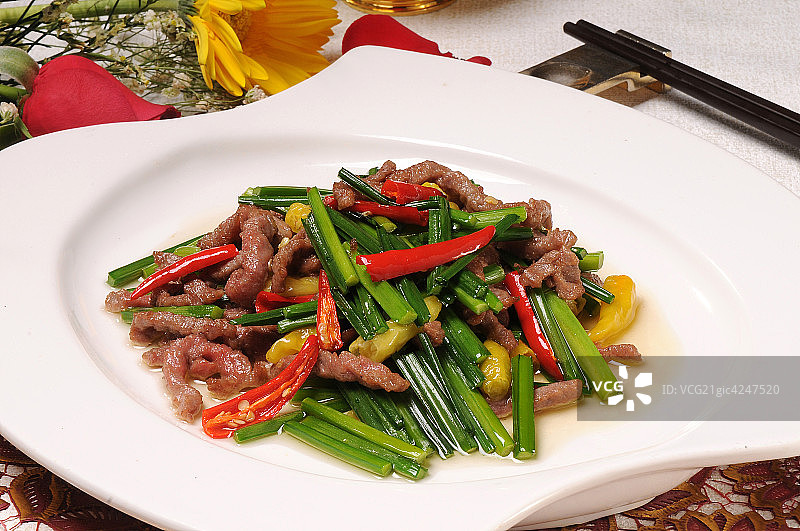 野椒韭菜花牛柳图片素材