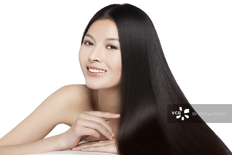 美女展示丝缎般的头发图片素材