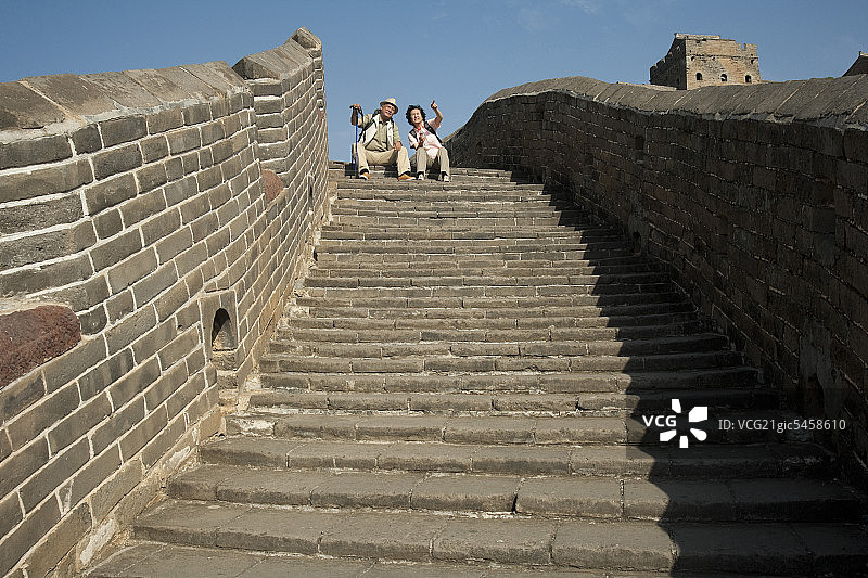 一家人游长城图片素材