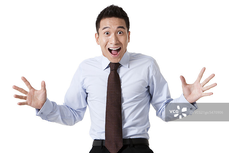 青年商务男士兴奋表情图片素材