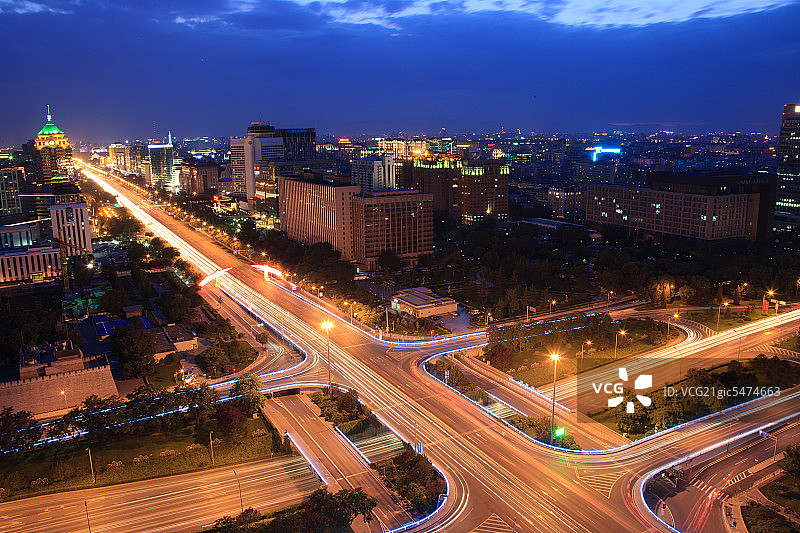 俯瞰北京长安街夜景图片素材