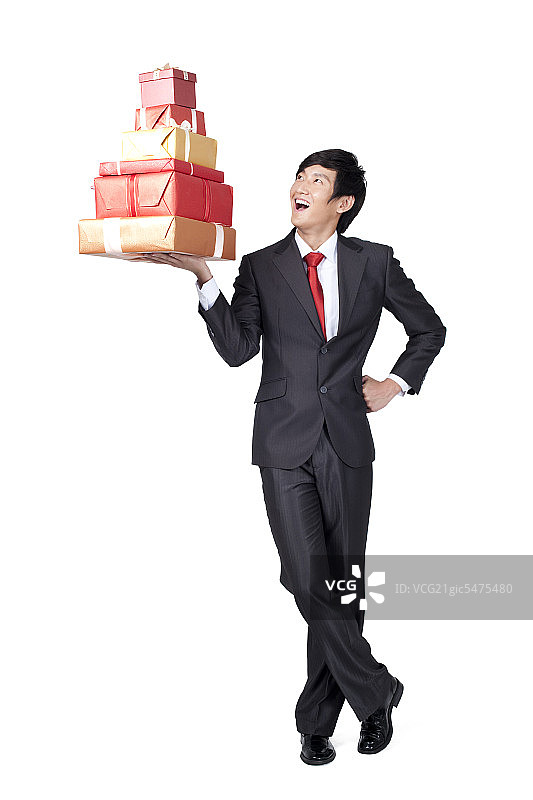 商务男士和礼物盒图片素材
