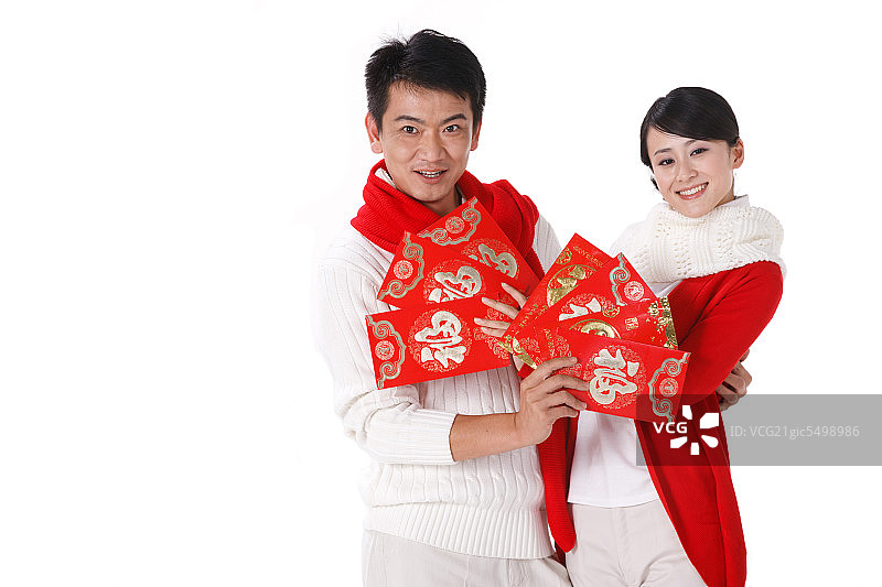 东方夫妇拿红包图片素材