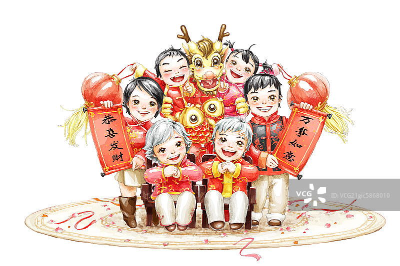龙年全家福图片素材