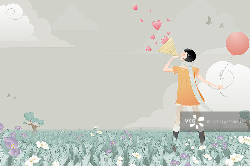 情人节插画——爱的宣言图片素材