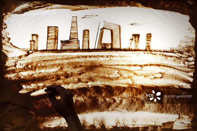 北京城市建筑沙画图片素材