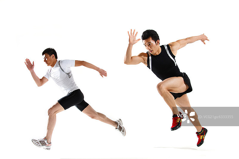 东方青年男子赛跑图片素材