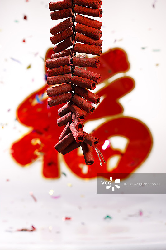 福字和鞭炮图片素材