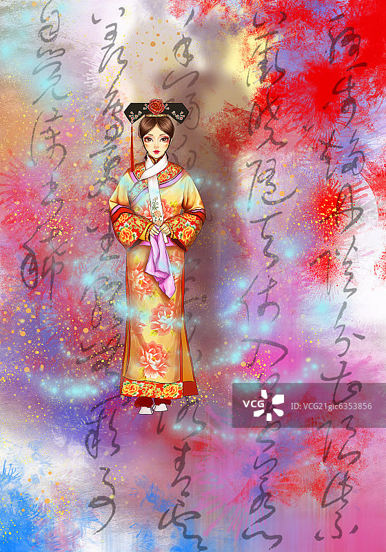 古代美女插画图片素材