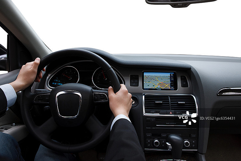 驾驶汽车从室内往外看图片素材