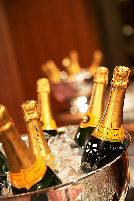 冰盘里的香槟酒瓶图片素材