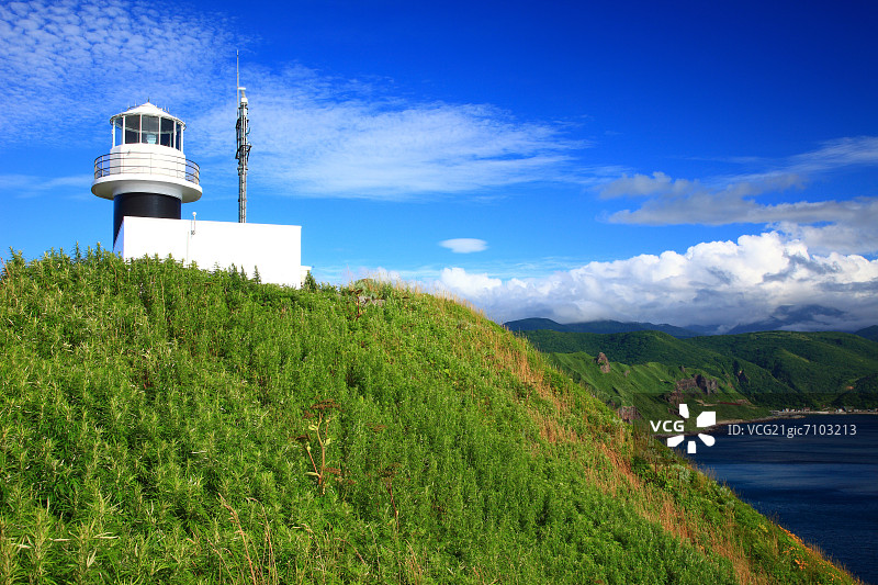 北海道积丹半岛神威岬灯塔图片素材