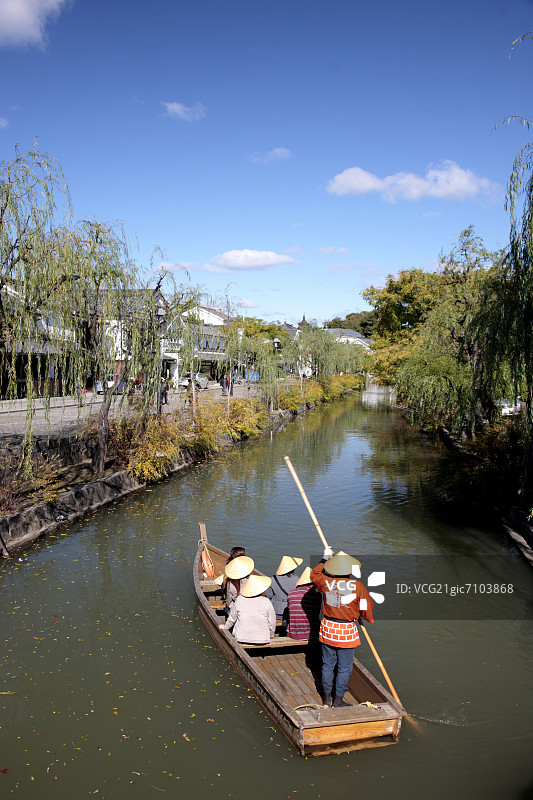 冈山县仓敷市的河船图片素材
