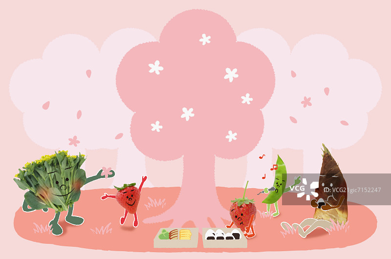 赏樱花插画图片素材