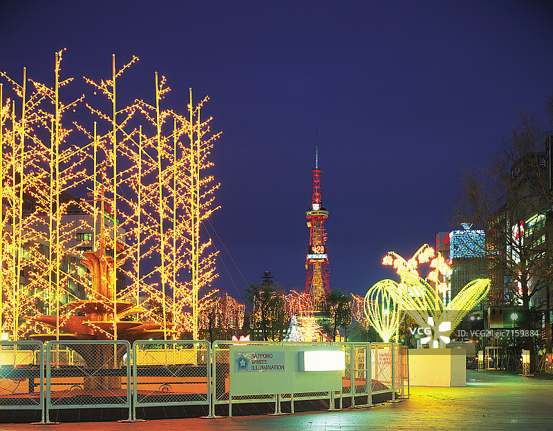 日本北海道札幌白色灯饰图片素材