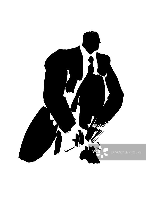 系鞋带的商人插画，白色背景图片素材