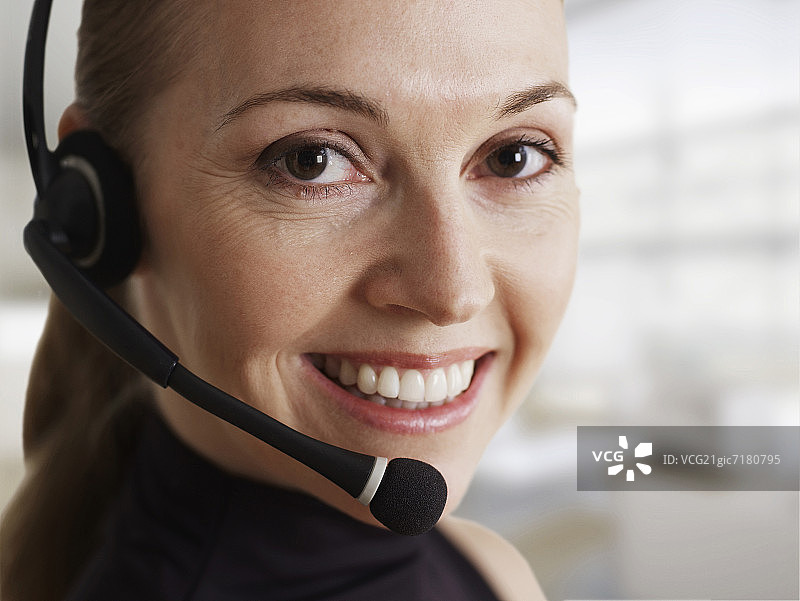 女电话接线员特写图片素材