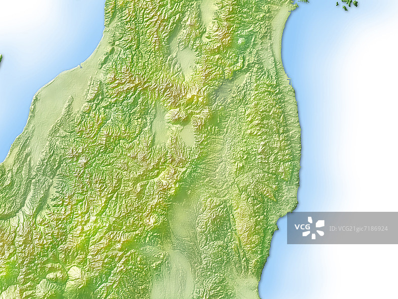 日本福岛县的数字生成地图图片素材