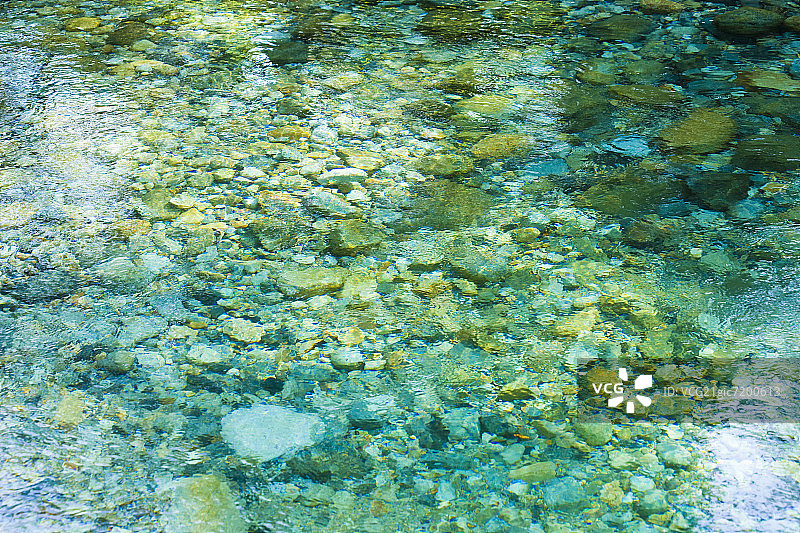 日本长野县大桑村阿寺溪谷的河流图片素材