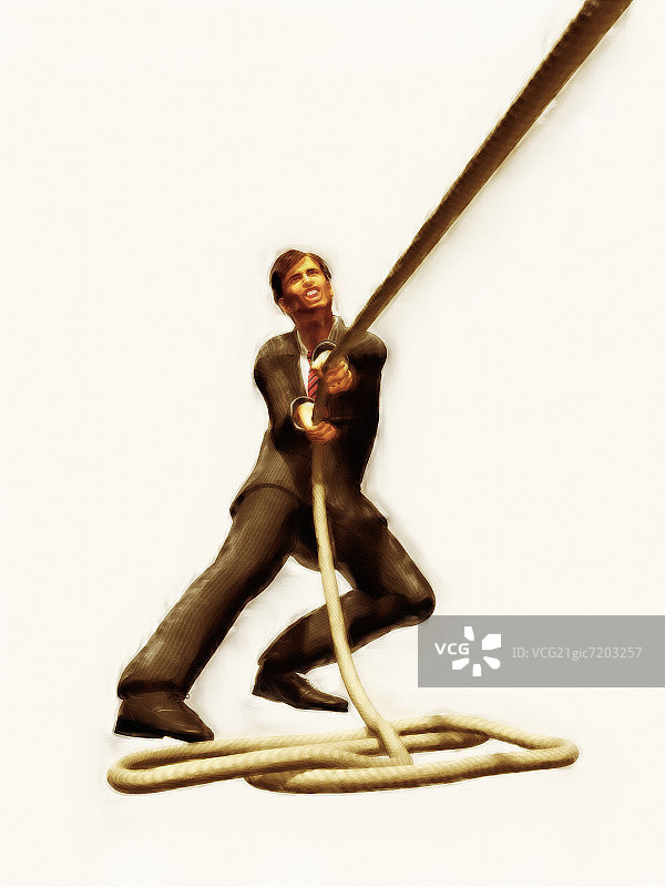 商人拉绳子图片素材